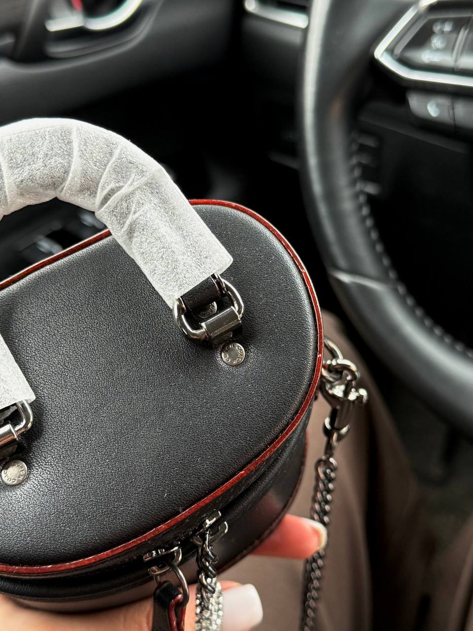 Coach Mini Circle Cylindrical Bag in Black Leather - 12