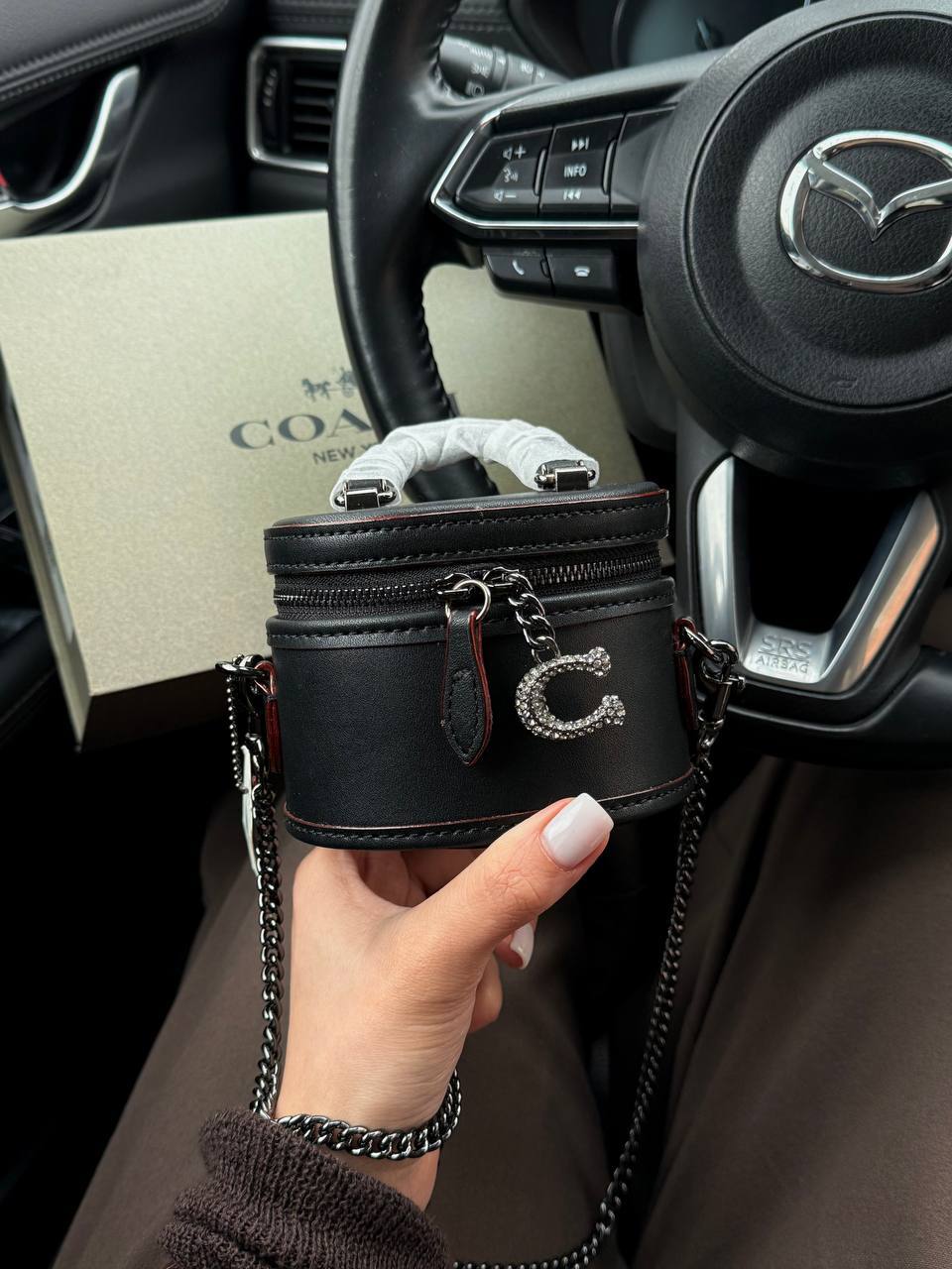 Coach Mini Circle Cylindrical Bag in Black Leather - 5