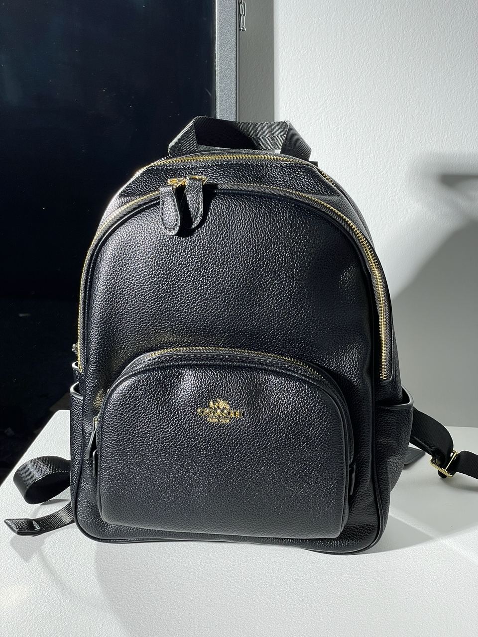 Coach Mini Court Black Pebbled Leather Shoulder Backpack Bag - 2