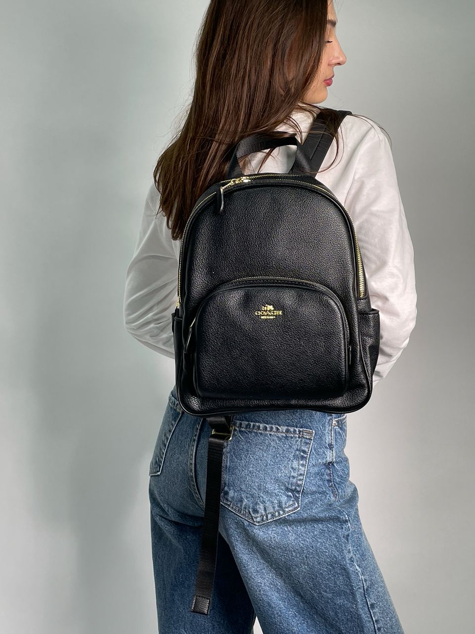 Coach Mini Court Black Pebbled Leather Shoulder Backpack Bag - 3