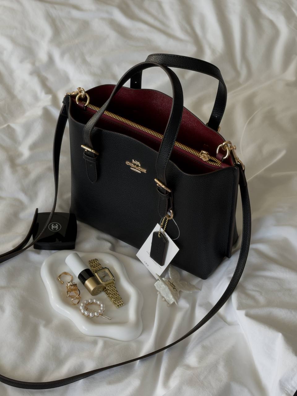 Coach Mollie Tote Bag In Signature Canvas Black - 8