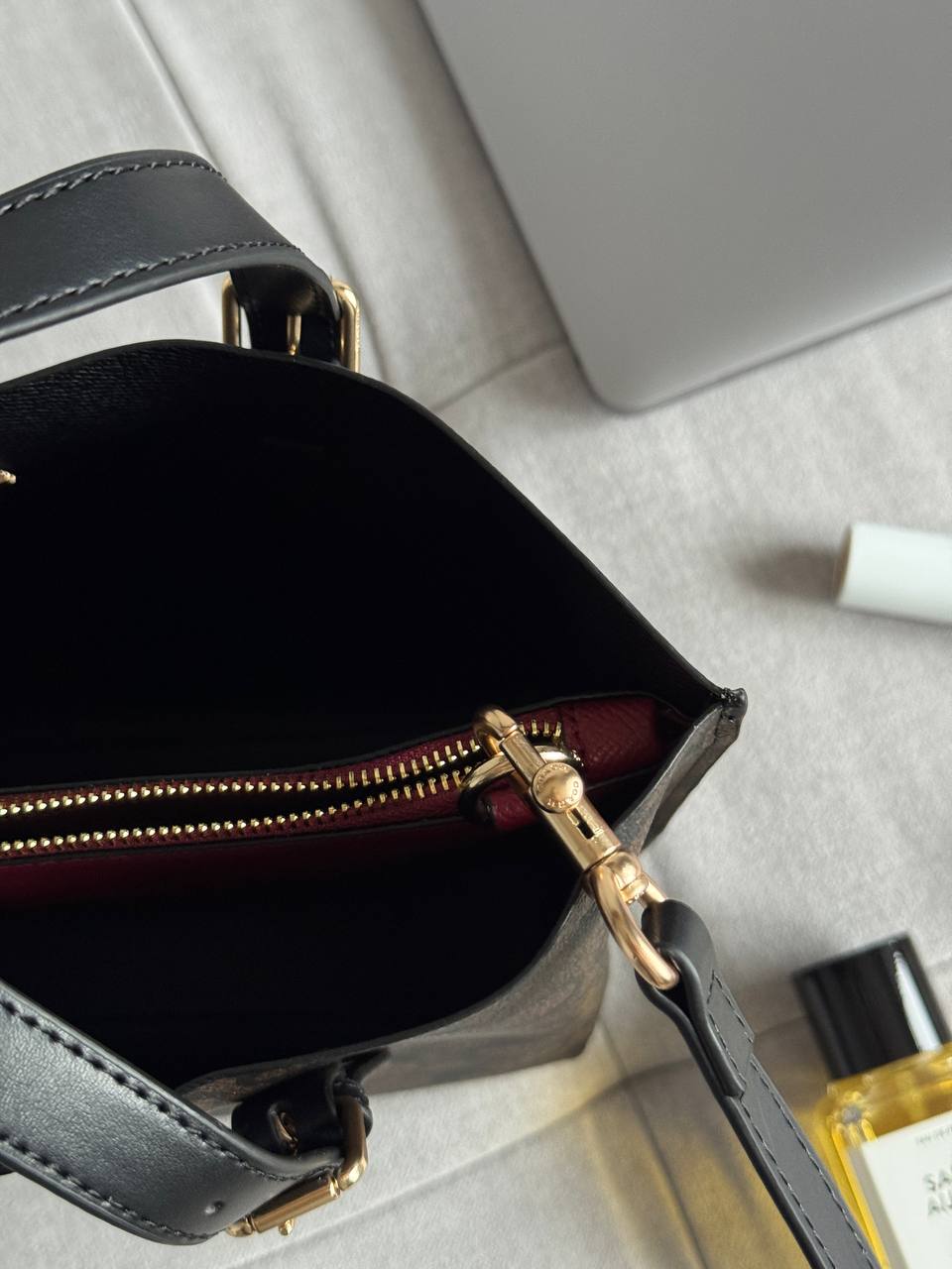 Coach Mollie Tote Bag In Signature Canvas Dark Brown/Black - 12