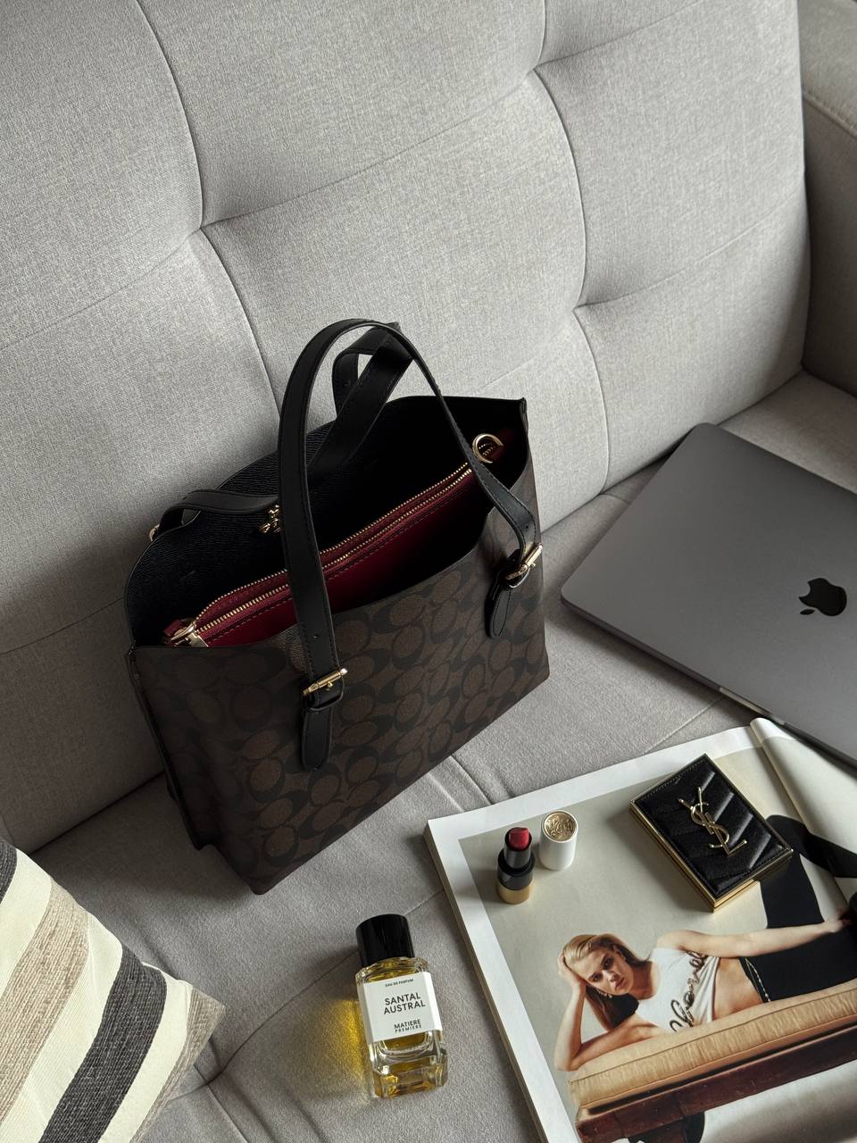 Coach Mollie Tote Bag In Signature Canvas Dark Brown/Black - 8