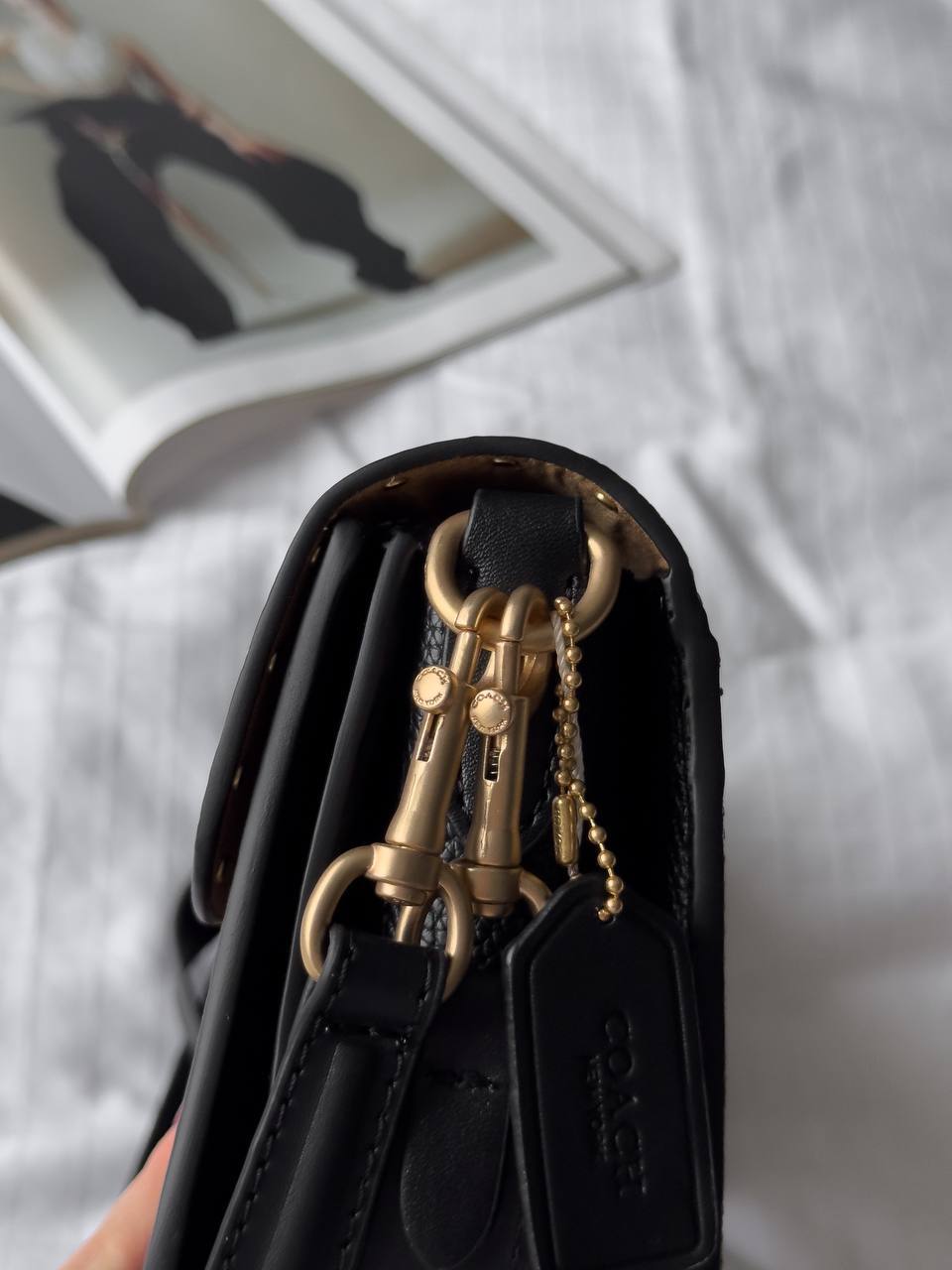 Coach Morgan Shoulder Bag in Colorblock Signature Canvas with Rivets in Gold/Brown Black Multi - 13