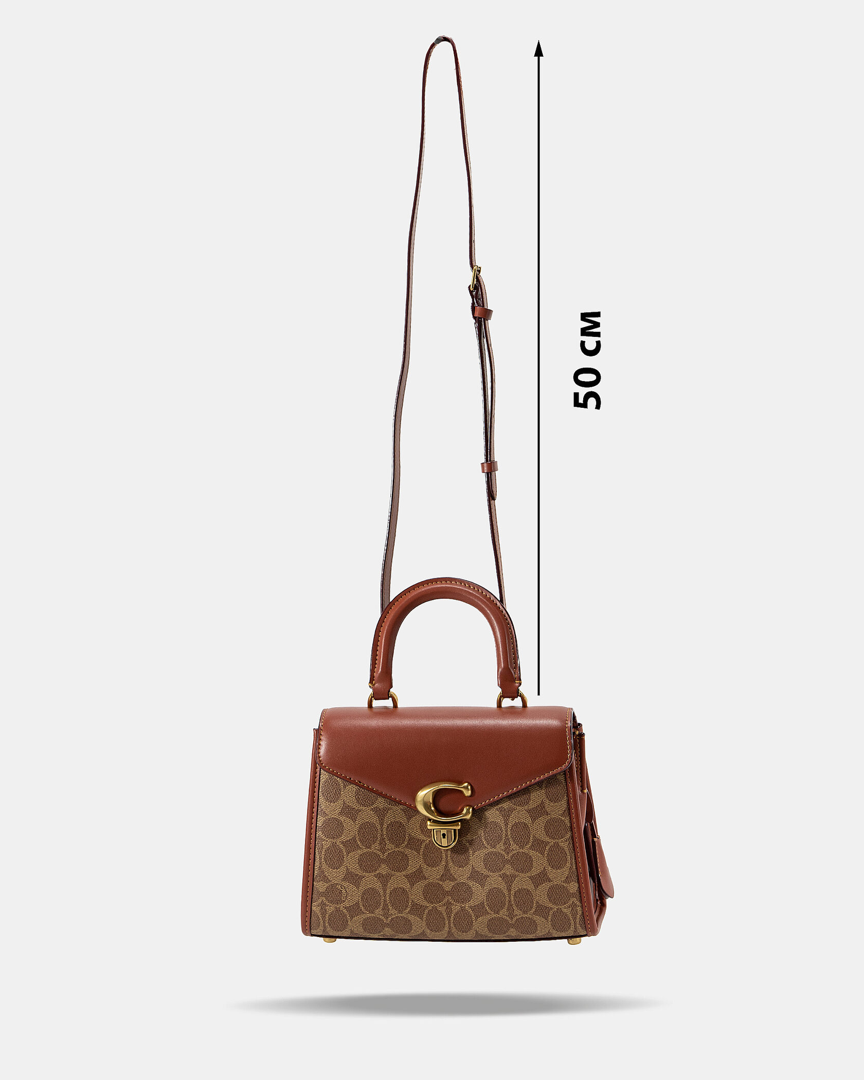 Coach Parker Small Top Handle Bag in Signature Canvas Tan/Saddle Brown - 4