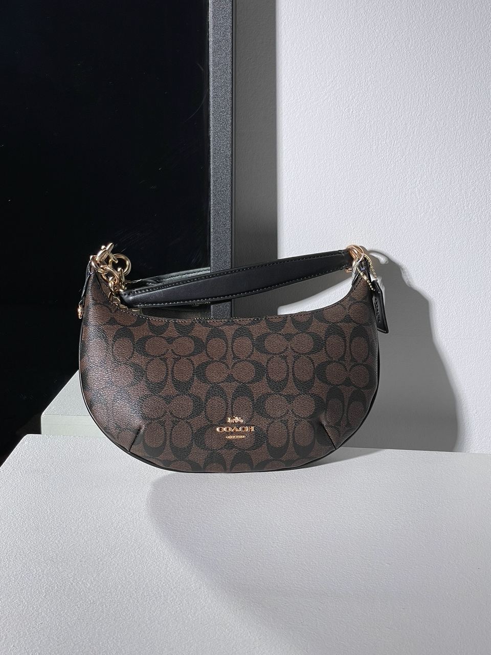 Coach Payton Hobo In Signature Canvas in Brown/Black - 9