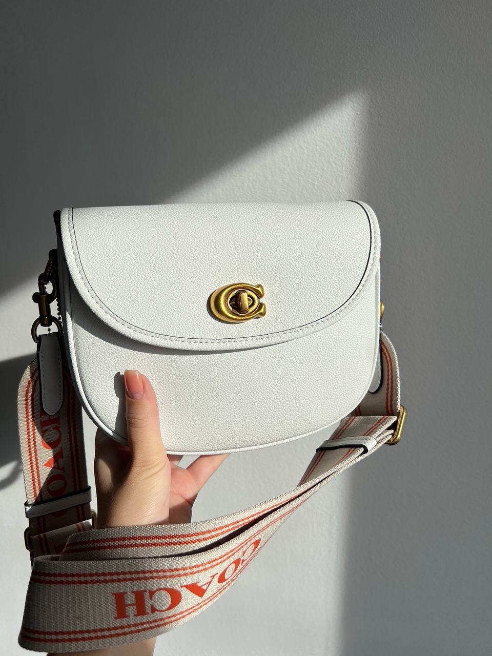 Coach Polished Pebble Willow Saddle Bag White - 14