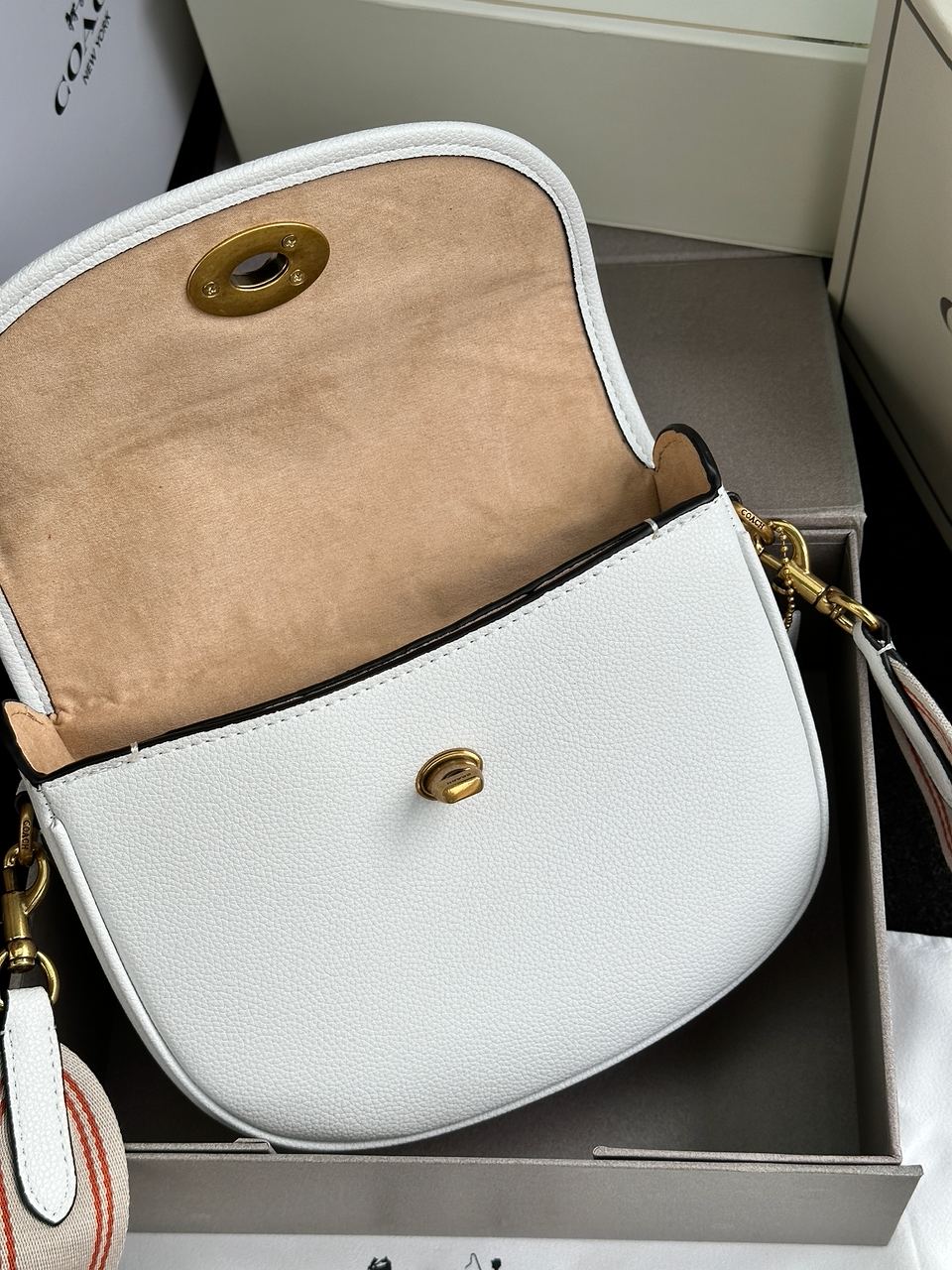 Coach Polished Pebble Willow Saddle Bag White - 26