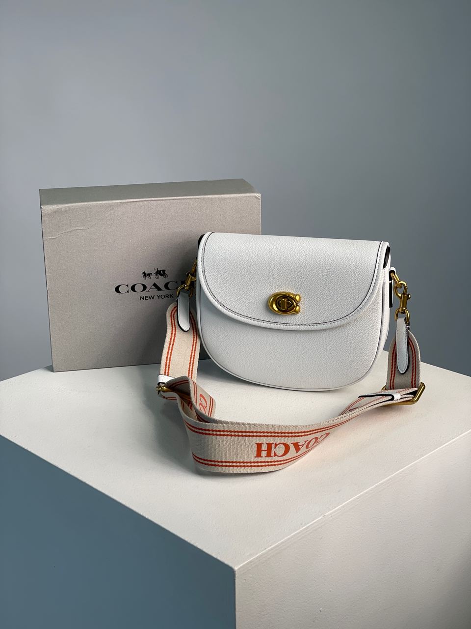 Coach Polished Pebble Willow Saddle Bag White - 3