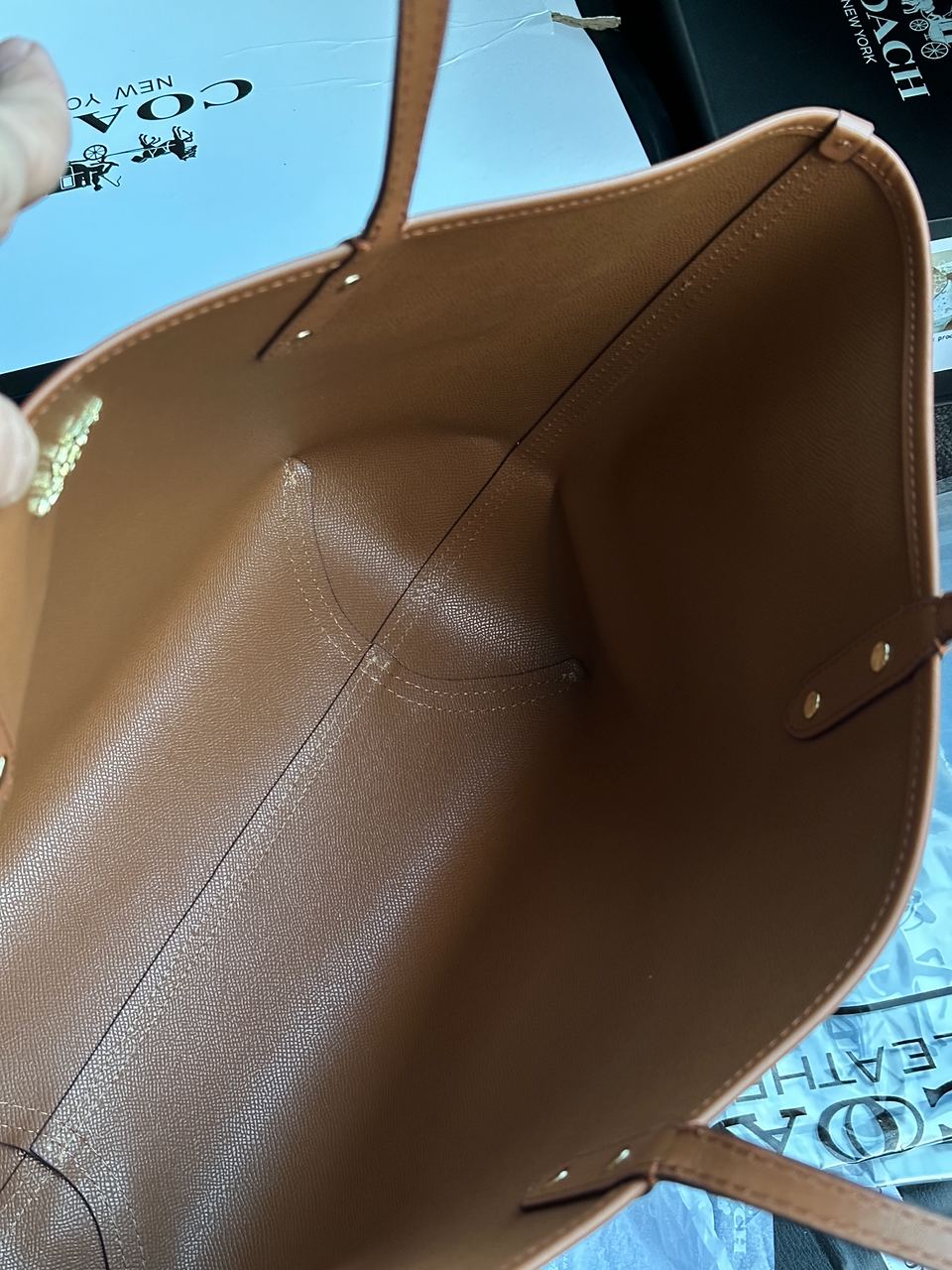 Coach Reversible Signature City Tote Khaki Saddle - 34