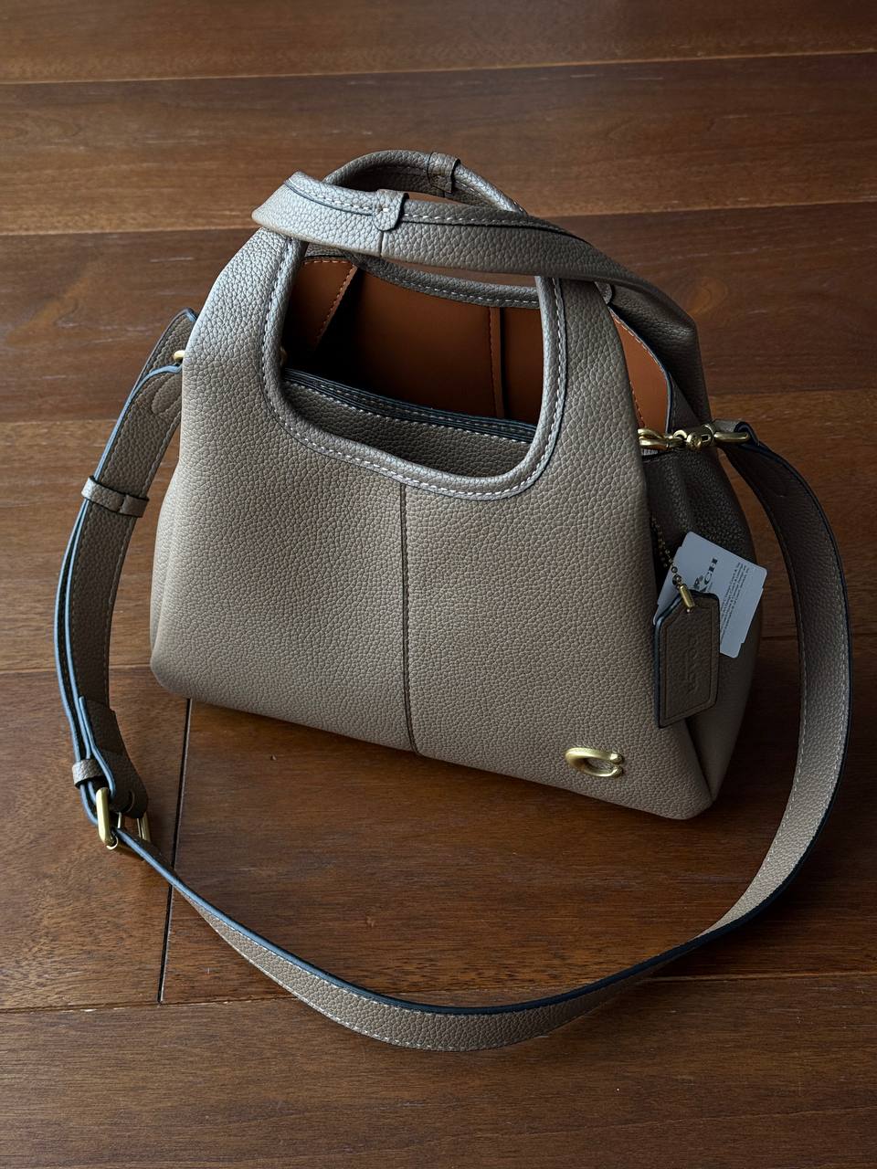 Coach Rossie In Leather Taupe/Gold - 2