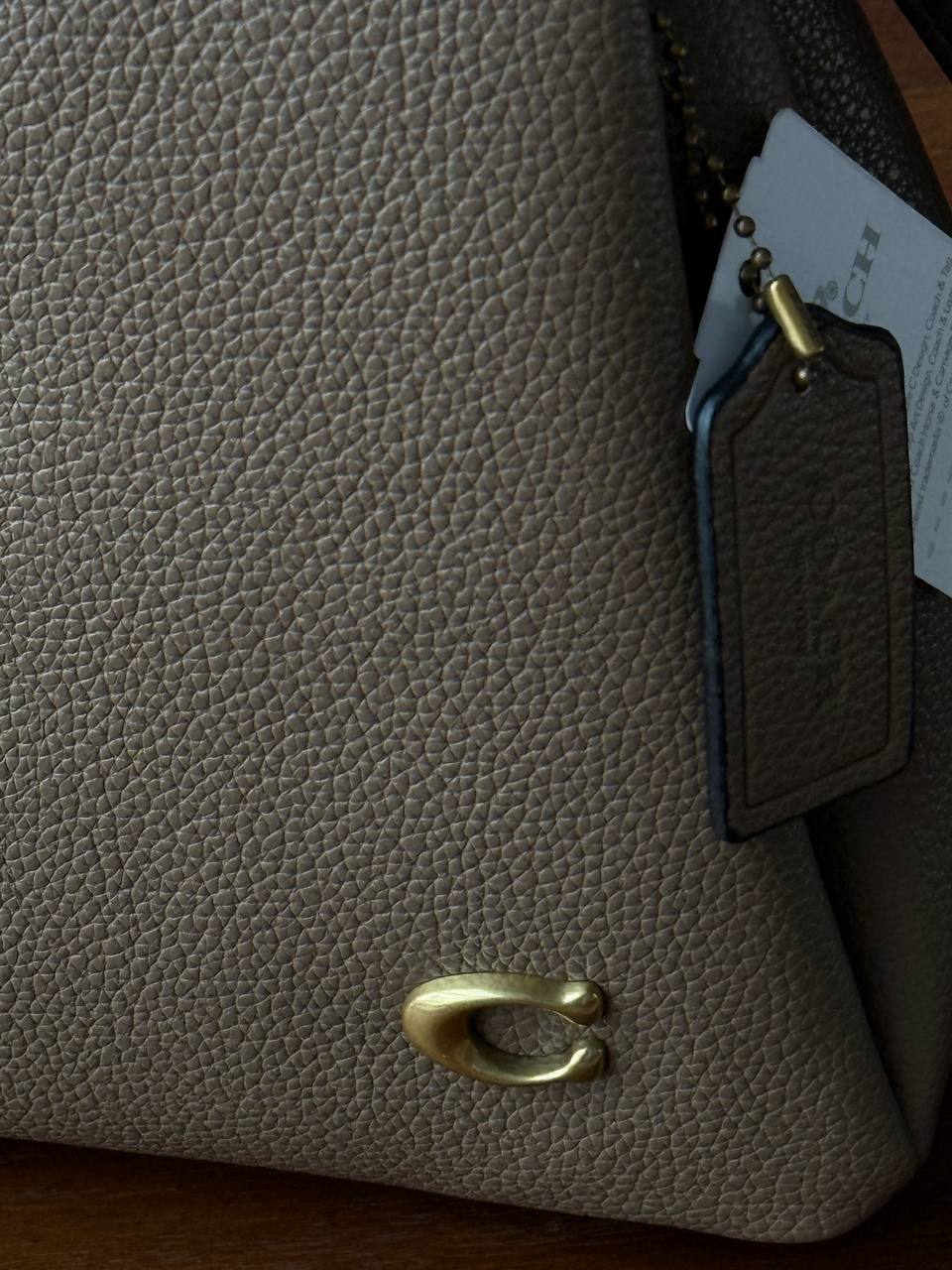 Coach Rossie In Leather Taupe/Gold - 6