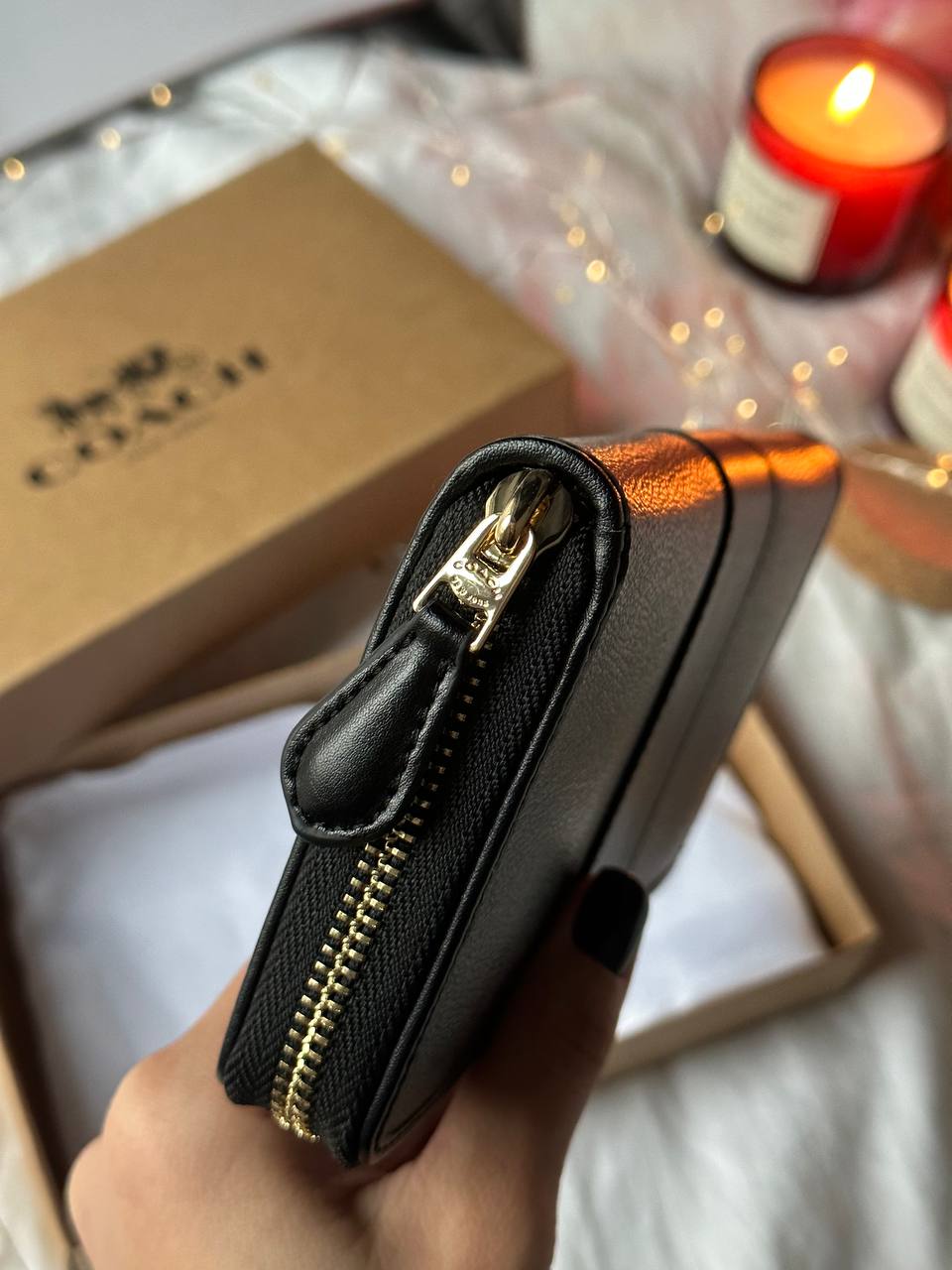 Coach Round Fastener Long Wallet Signature Brown/Black - 8