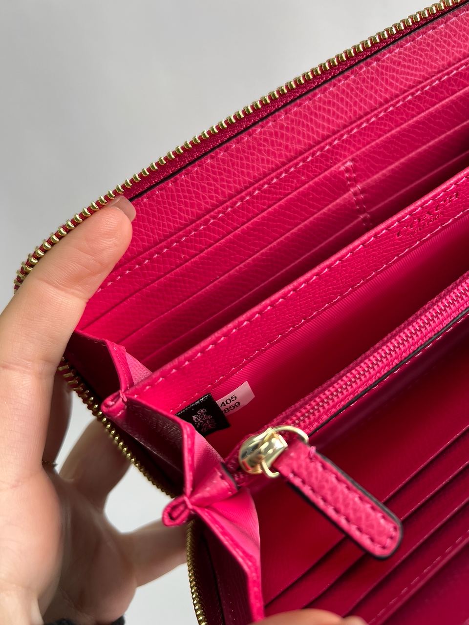 Coach Round Fastener Long Wallet Signature Brown/Pink - 13