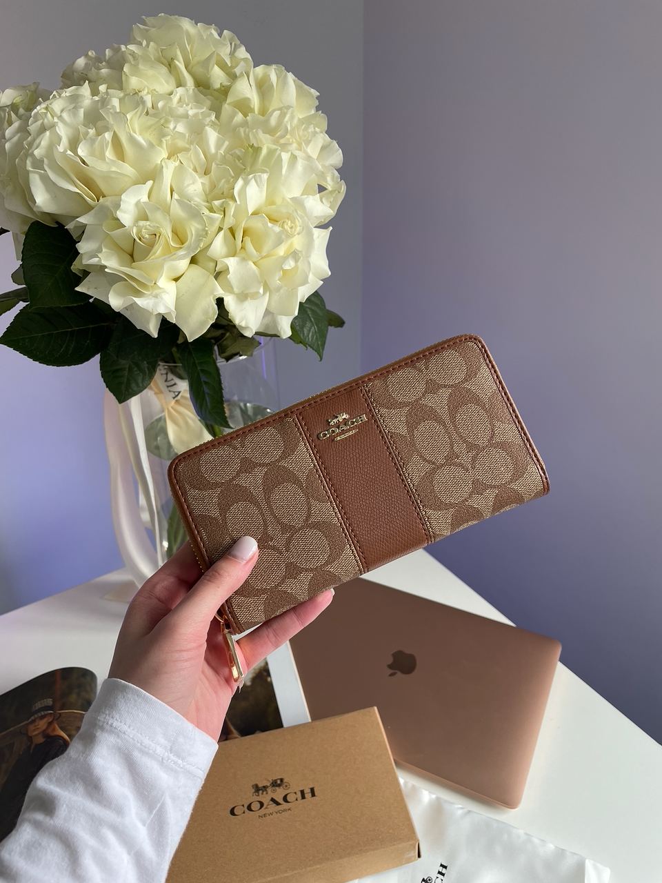 Coach Round Fastener Long Wallet Signature Ginger - 3