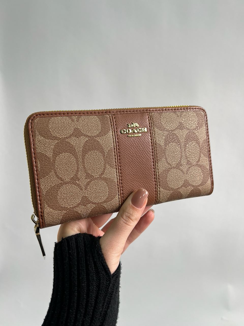 Coach Round Fastener Long Wallet Signature Ginger - 7