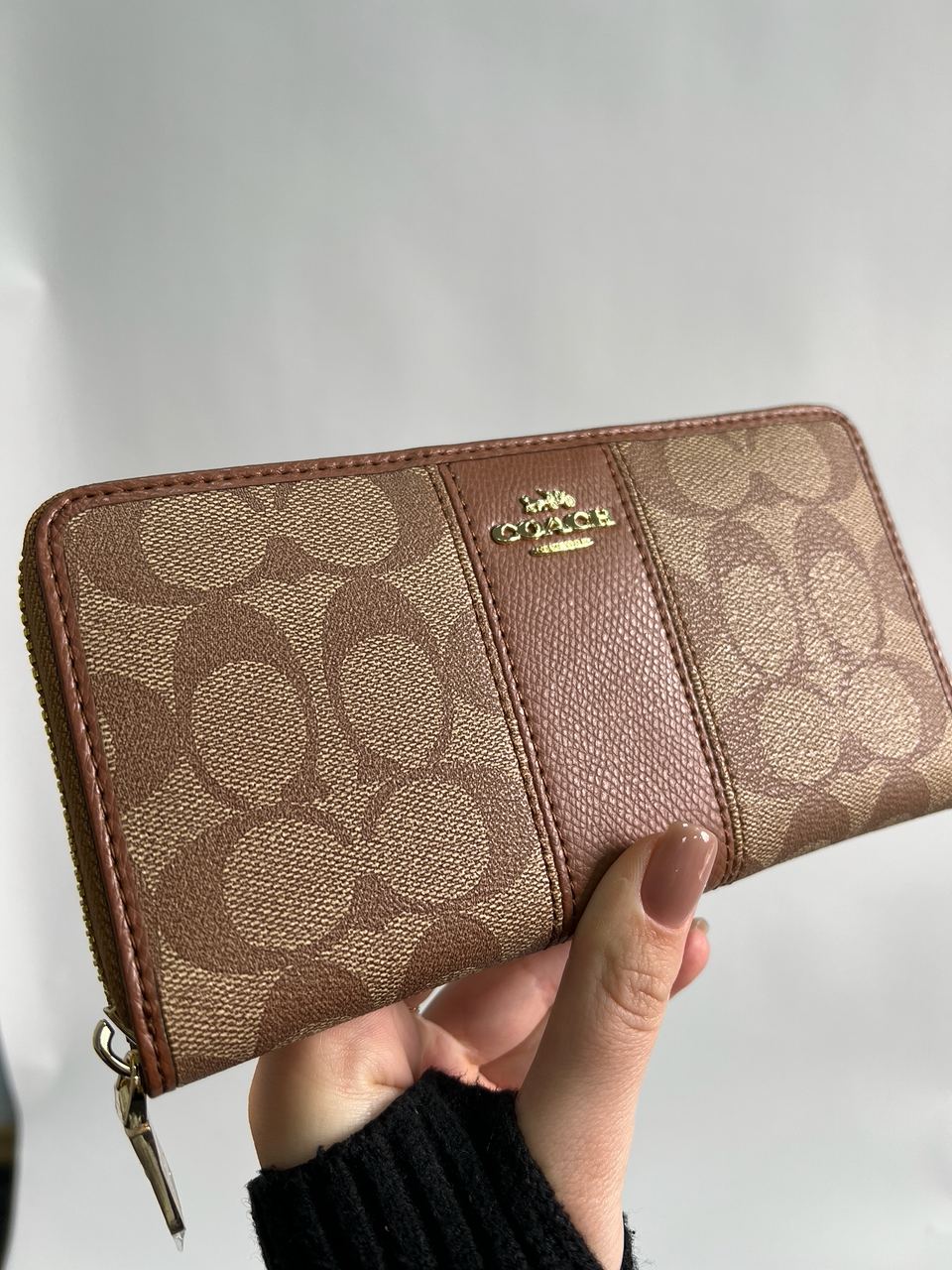 Coach Round Fastener Long Wallet Signature Ginger - 8