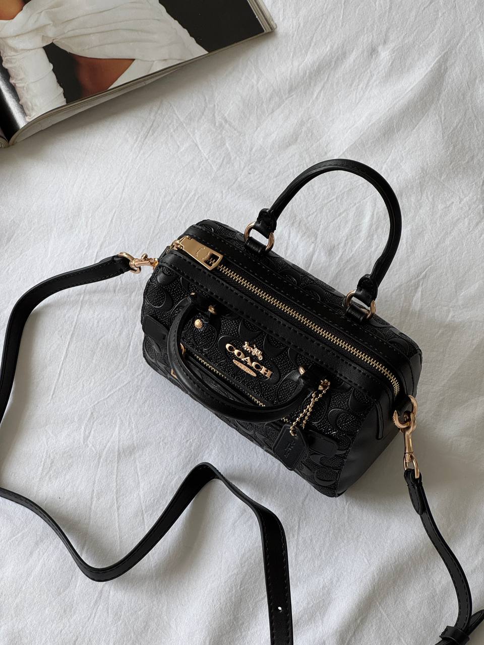 Coach Rowan Satchel Bag In Signature Canvas BLack - 6