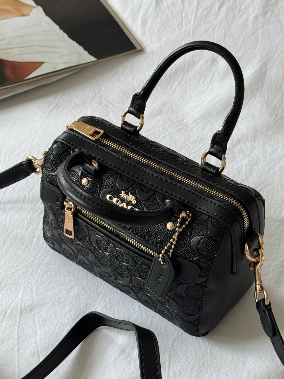 Coach Rowan Satchel Bag In Signature Canvas BLack - 7