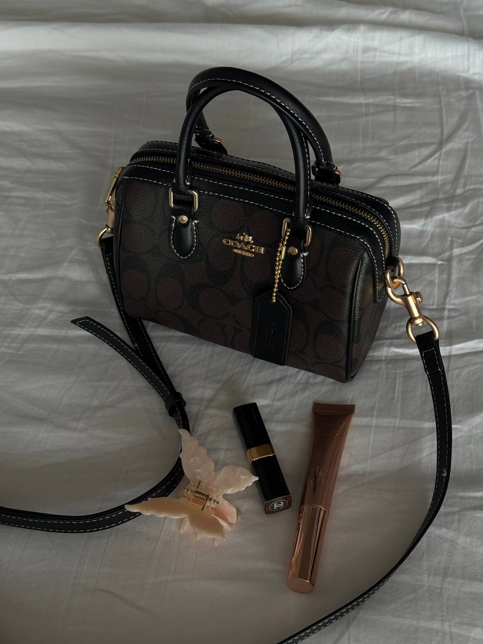 Coach Rowan Satchel Bag In Signature Canvas Brown - 2