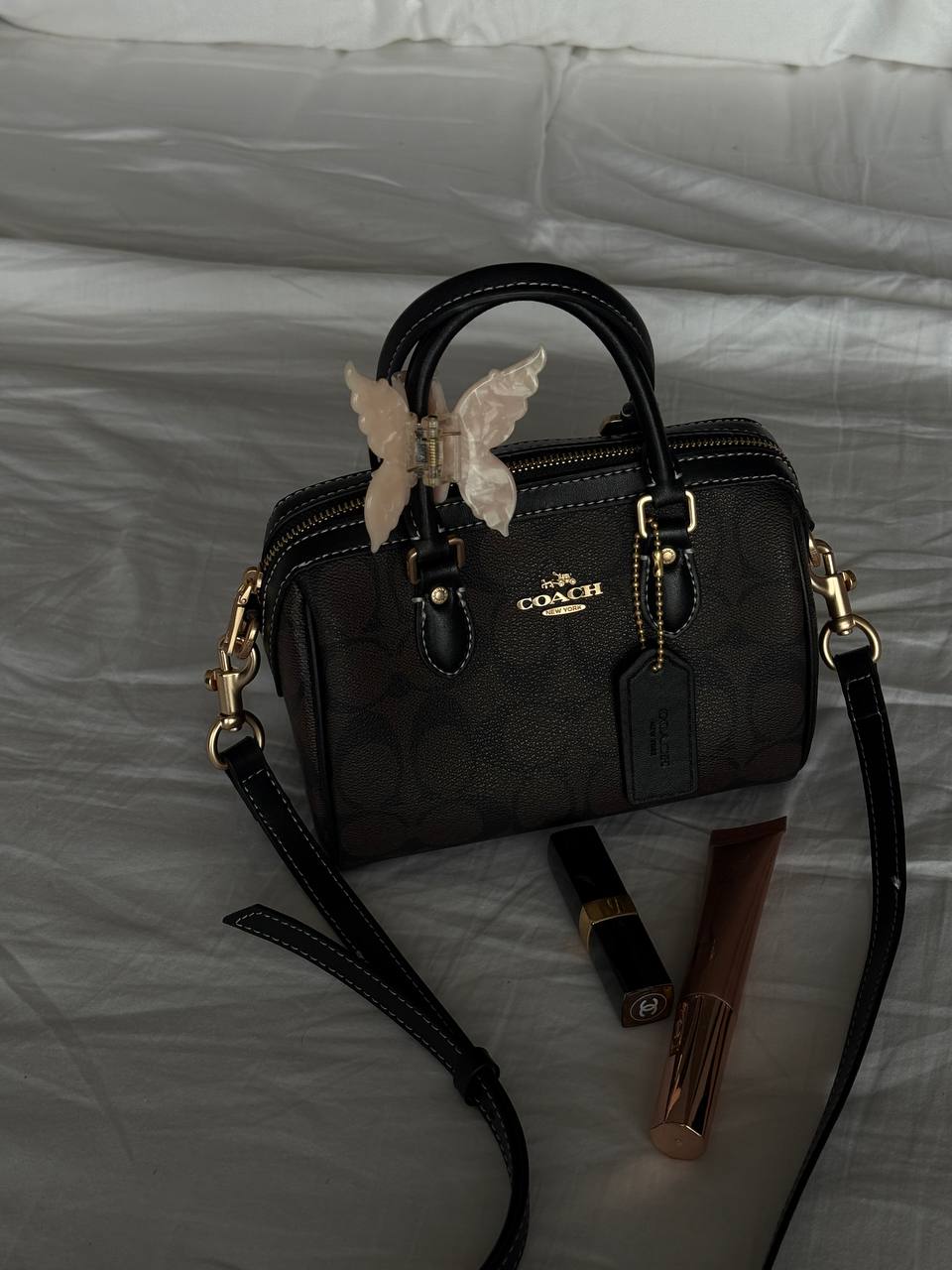 Coach Rowan Satchel Bag In Signature Canvas Brown - 5