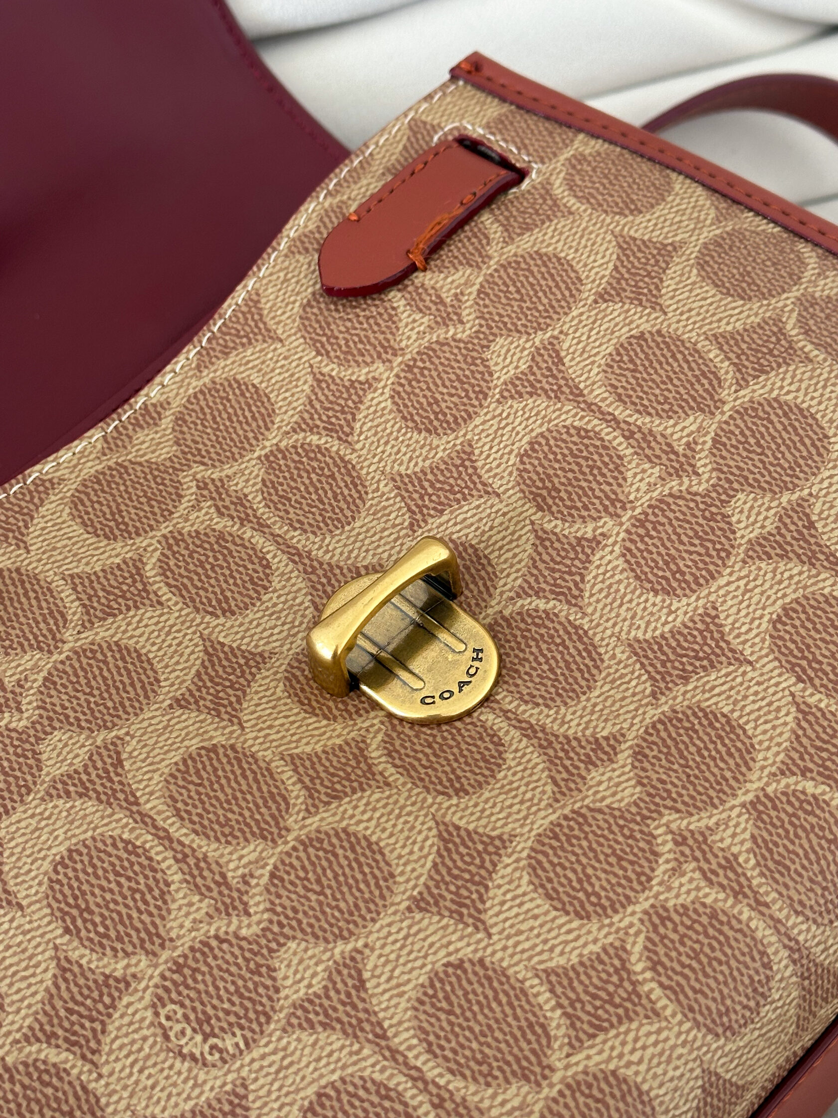 Coach Sammy Top Handle Bag in Signature Canvas Brass/Tan/Rust - 11