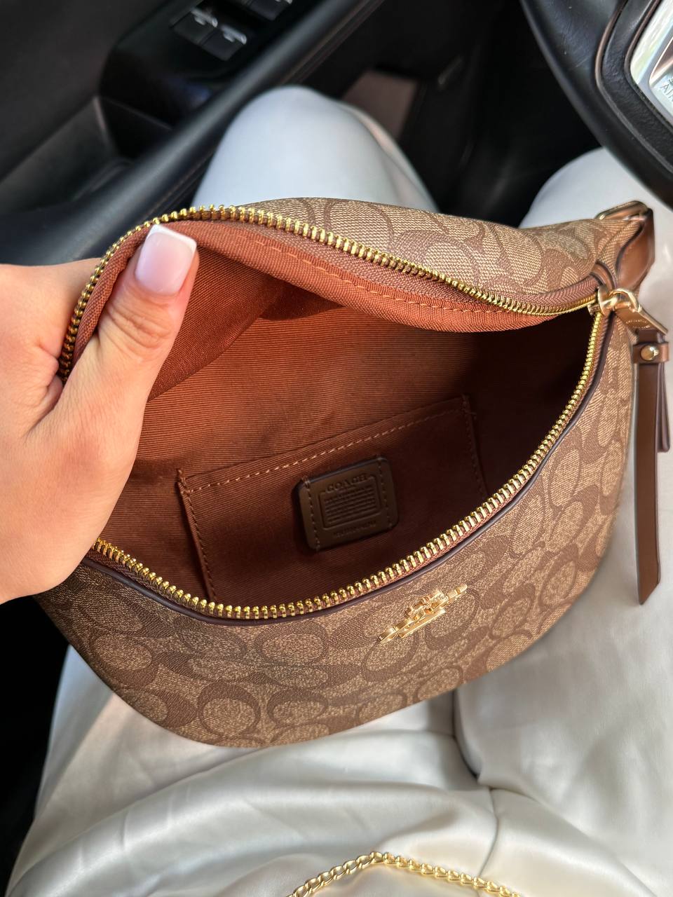 Coach Signature Belt Bag Fanny Pack Beige - 12