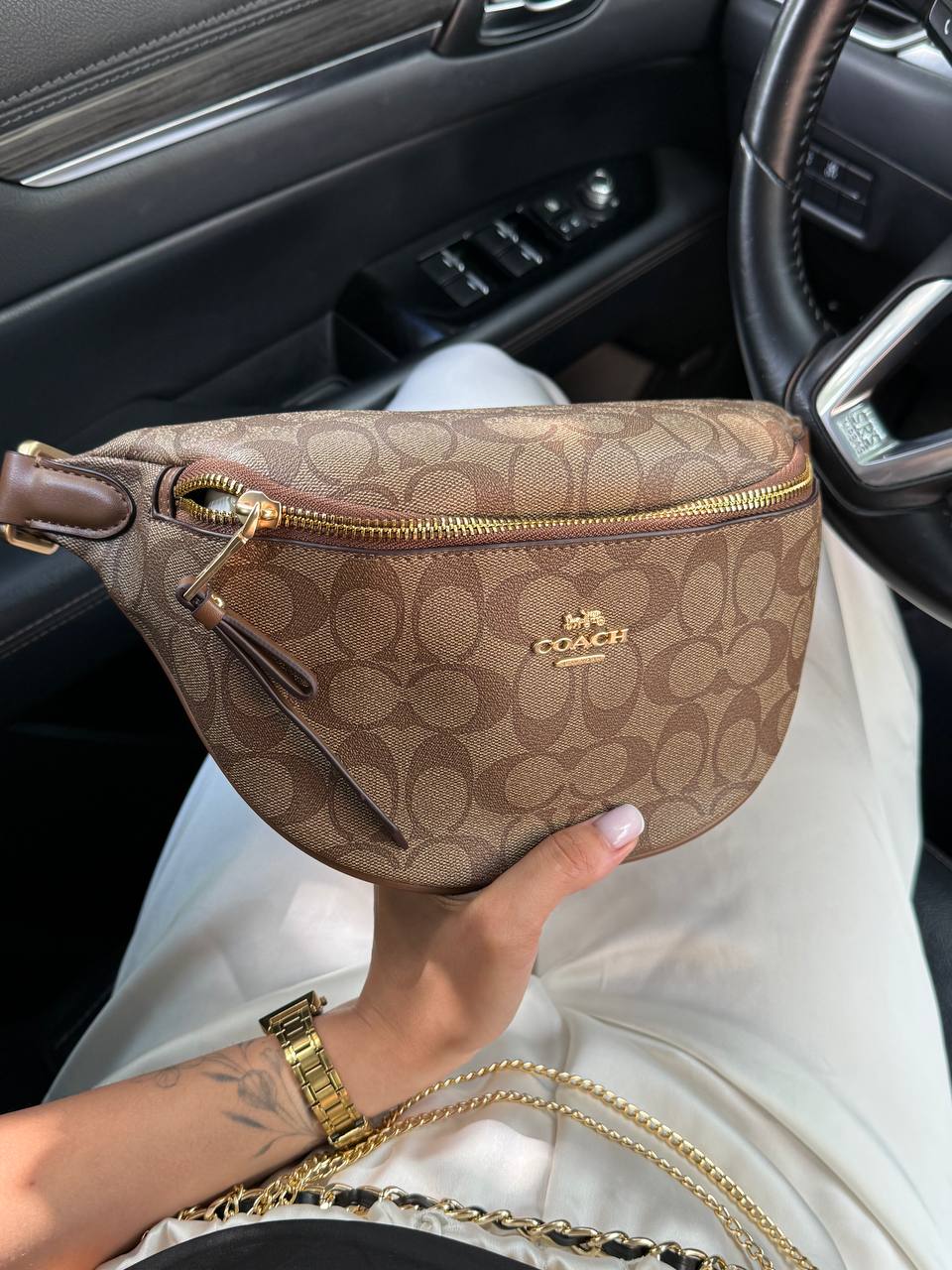 Coach Signature Belt Bag Fanny Pack Beige - 3