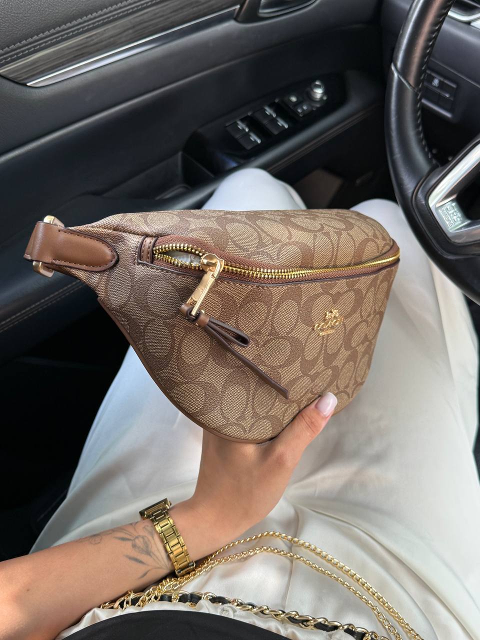 Coach Signature Belt Bag Fanny Pack Beige - 4