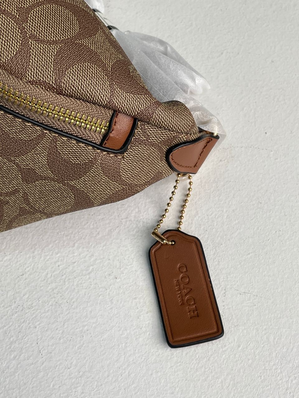 Coach Signature Belt Bag Fanny Pack Khaki Saddle - 20