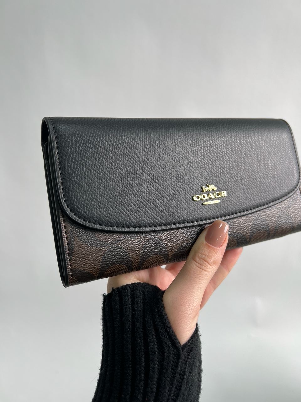 Coach Signature PVC Slim Envelope Wallet Black/Brown - 7