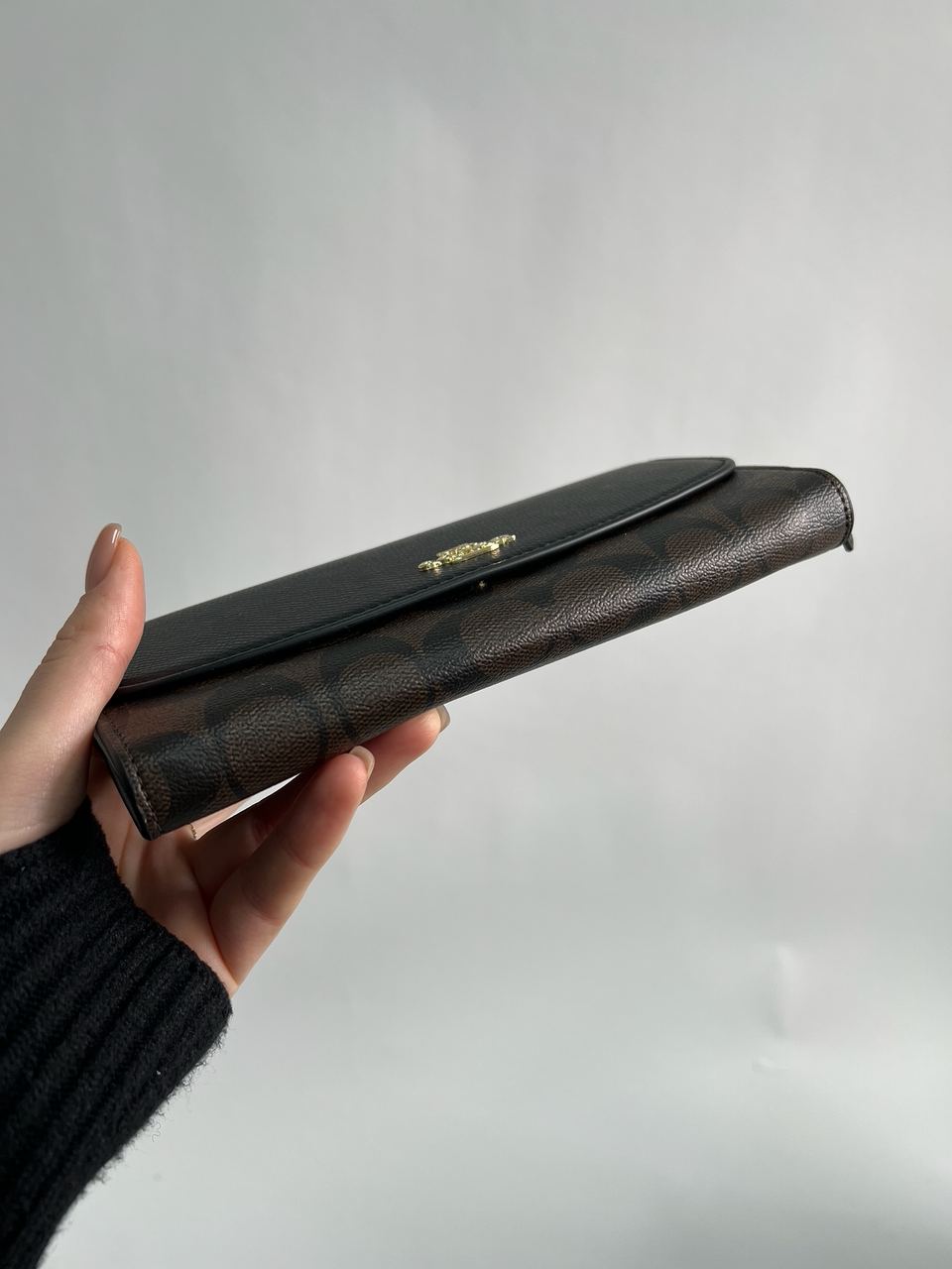 Coach Signature PVC Slim Envelope Wallet Black/Brown - 9