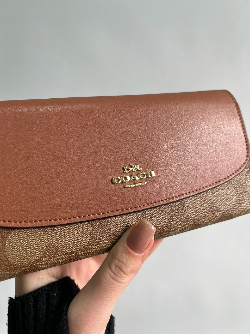 Coach Signature PVC Slim Envelope Wallet Brown - 7