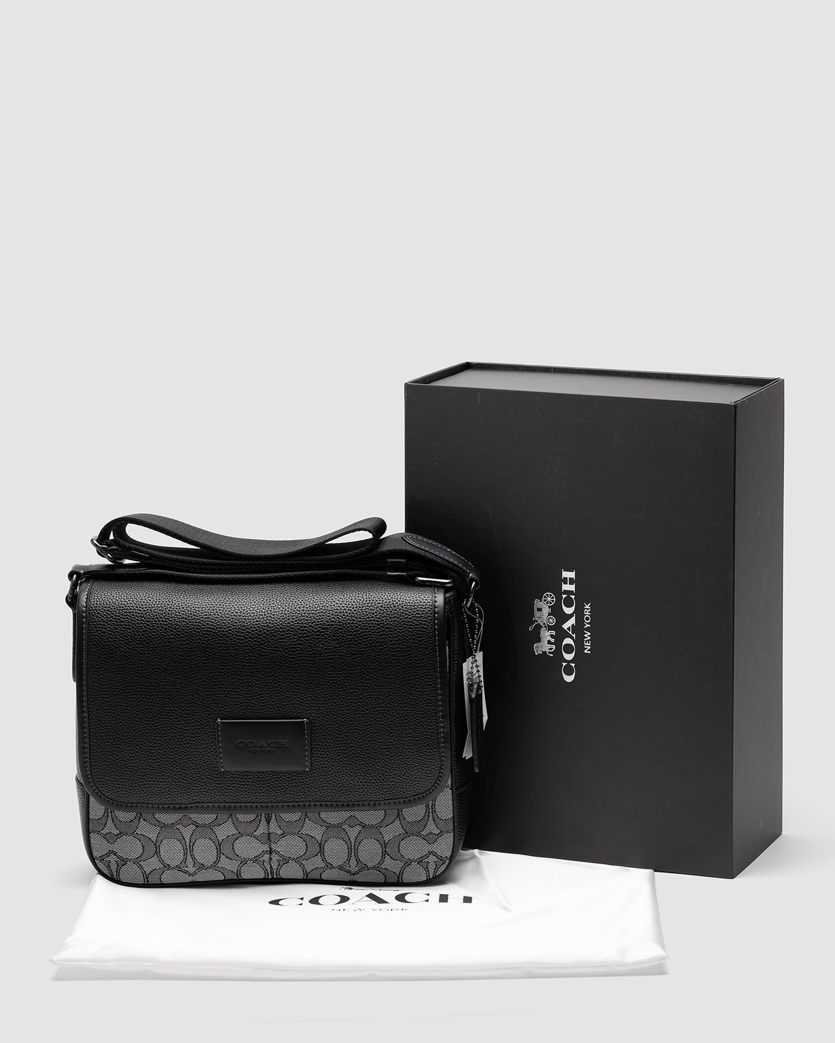 Coach Sprint Map 25 Black Leather/Grey Canvas - 2