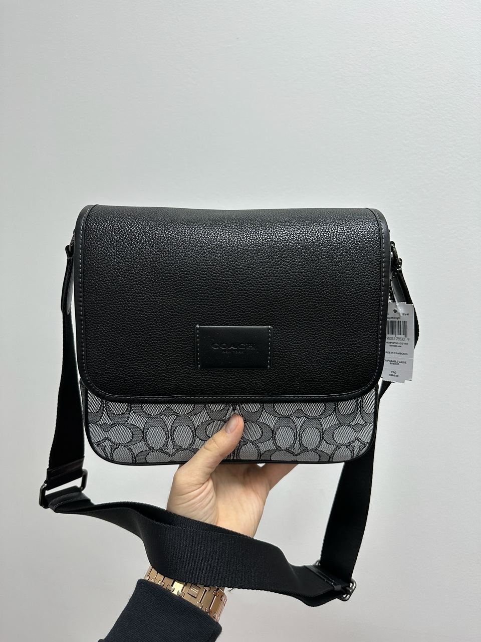 Coach Sprint Map 25 Black Leather/Grey Canvas - 3