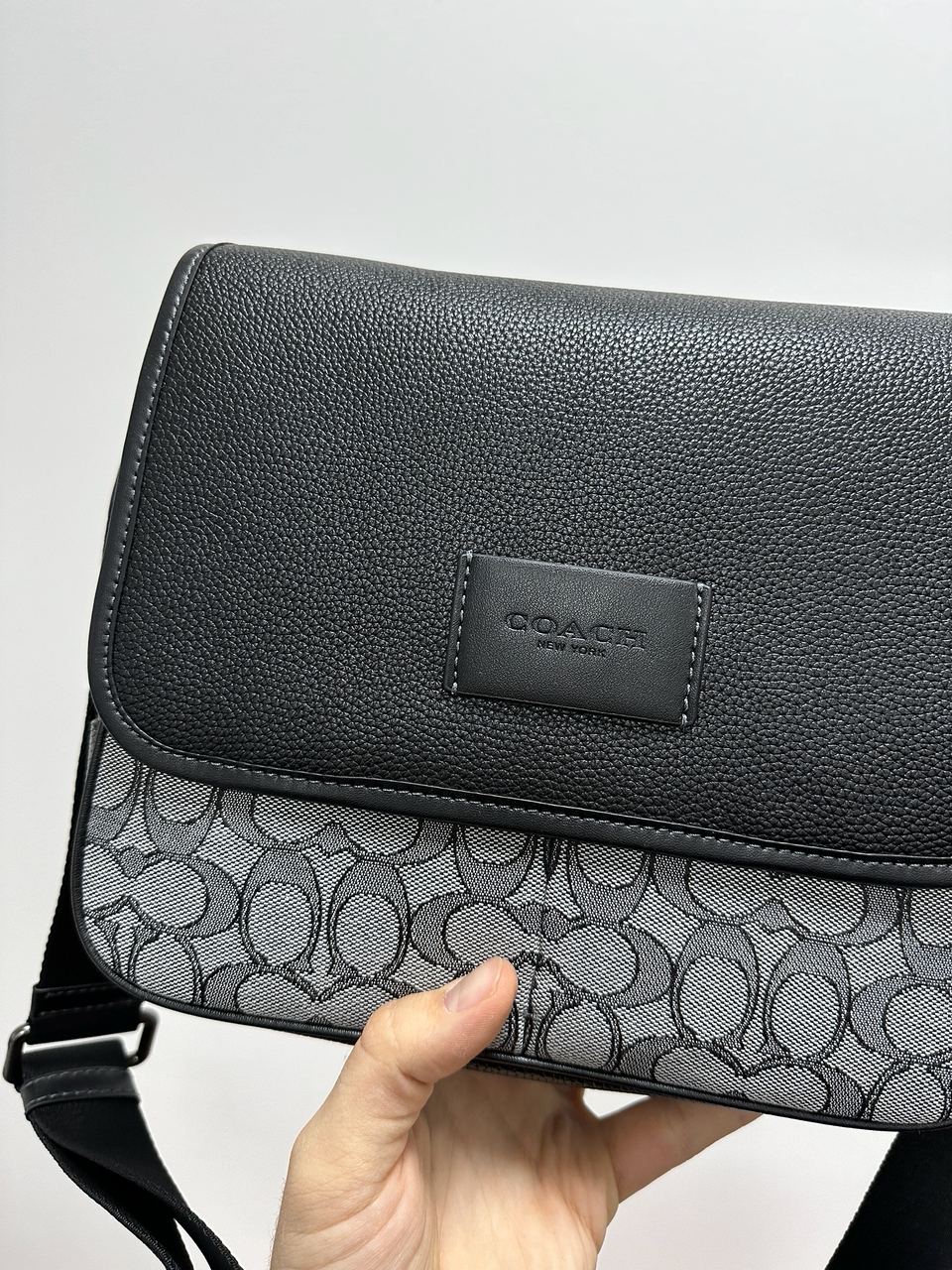 Coach Sprint Map 25 Black Leather/Grey Canvas - 5