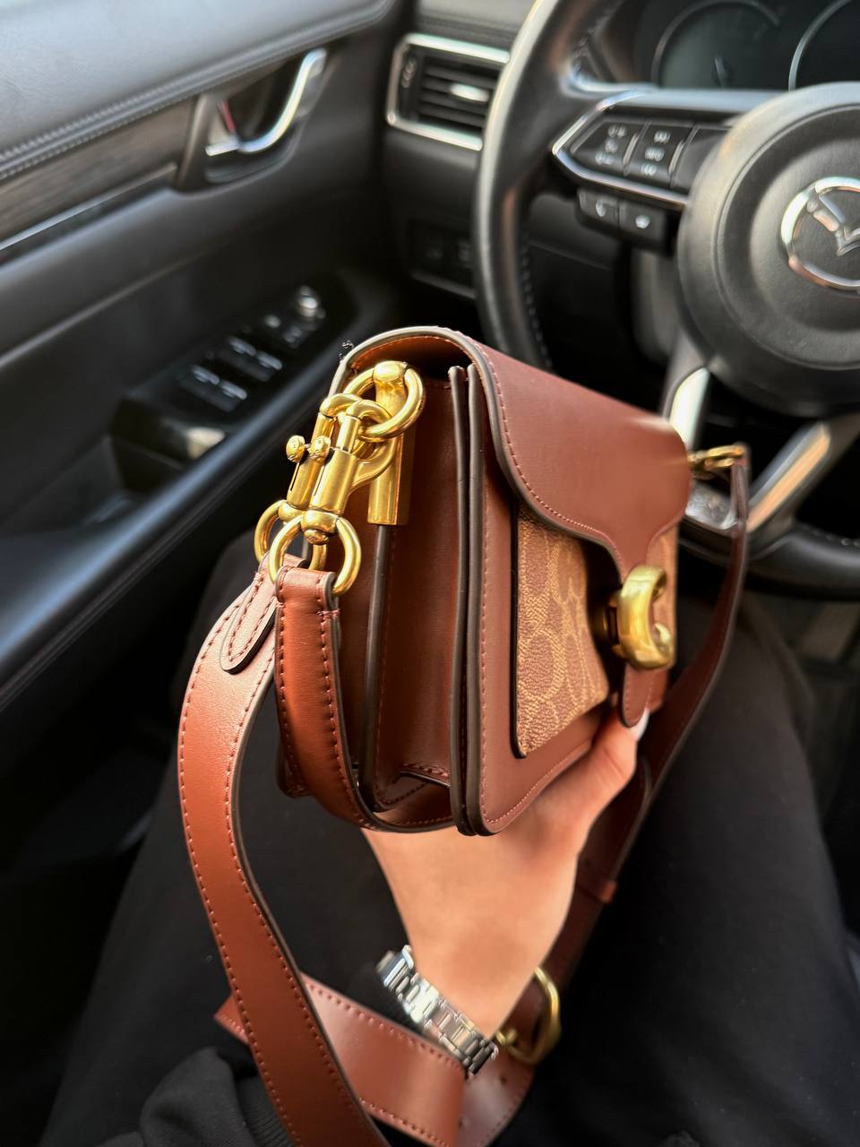 Coach Tabby Red/Beige Shoulder Bag In Signature Canvas - 5