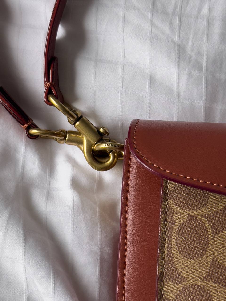 Coach Tabby Red/Beige Shoulder Bag In Signature Canvas - 12