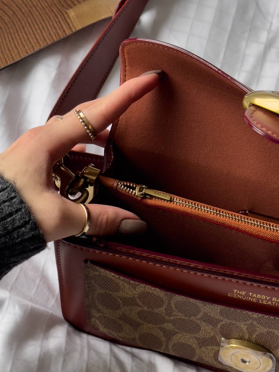 Coach Tabby Red/Beige Shoulder Bag In Signature Canvas - 21