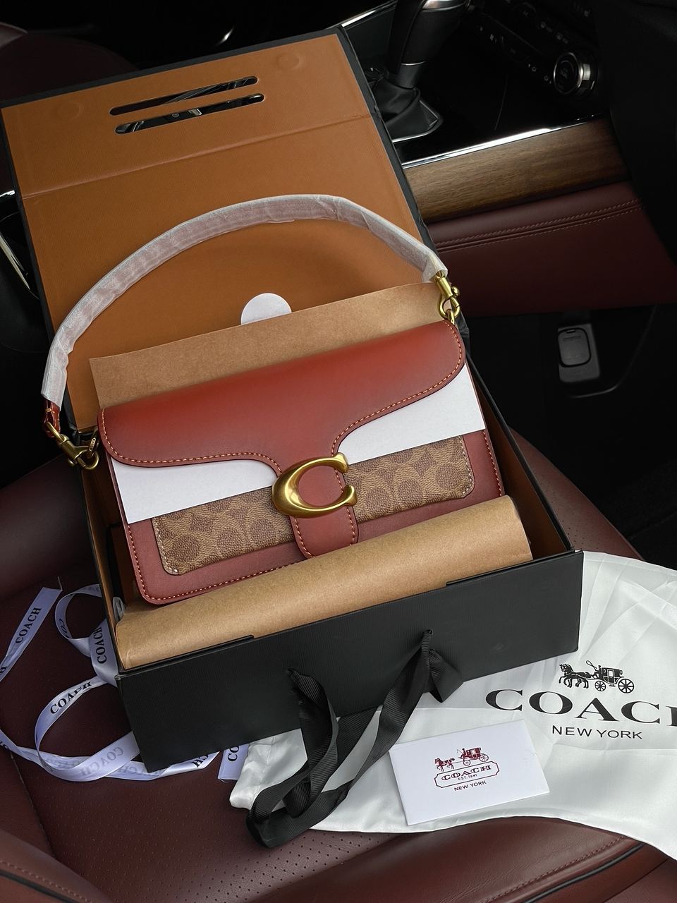 Coach Tabby Red/Beige Shoulder Bag In Signature Canvas - 2