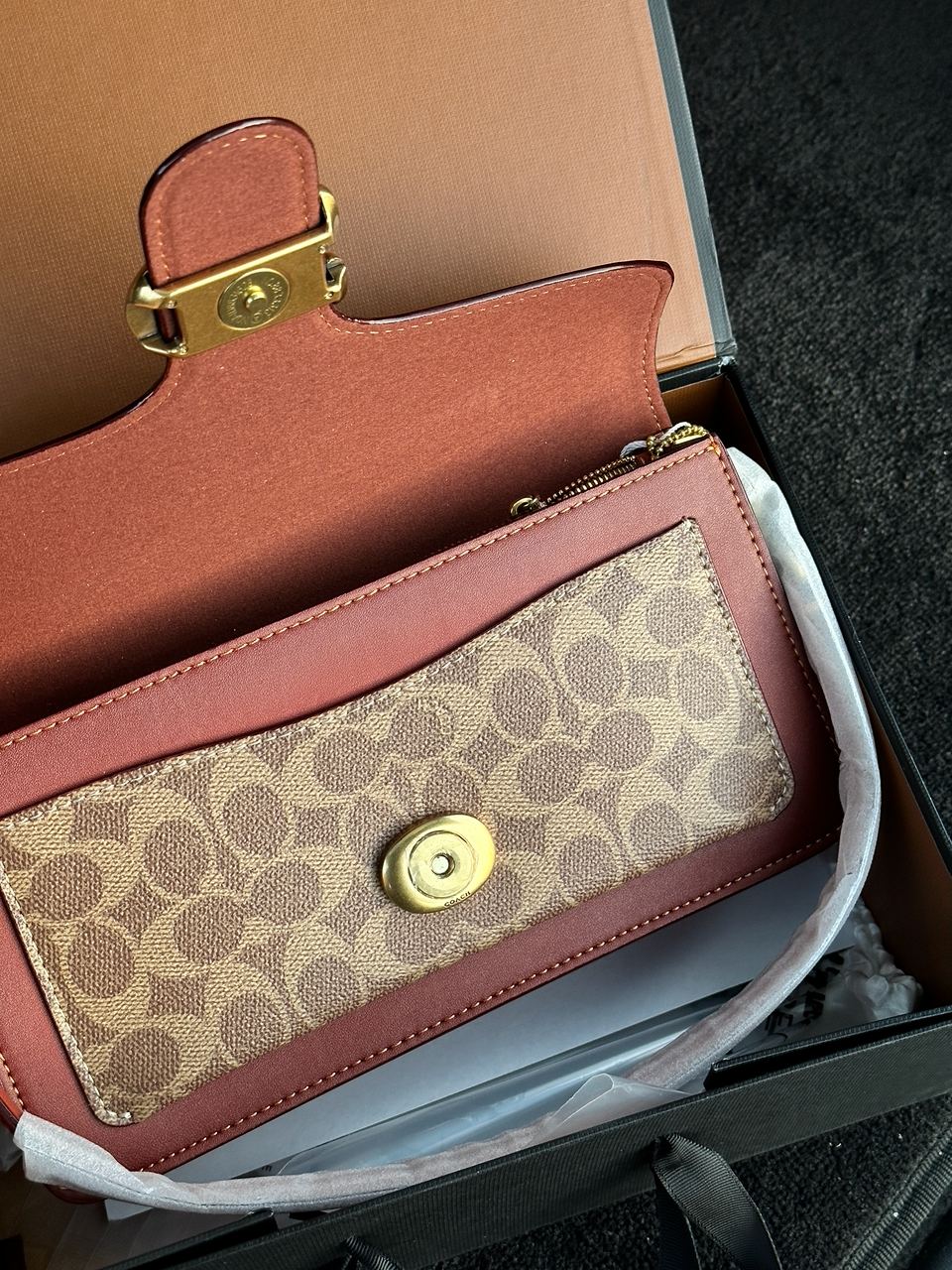 Coach Tabby Red/Beige Shoulder Bag In Signature Canvas - 7