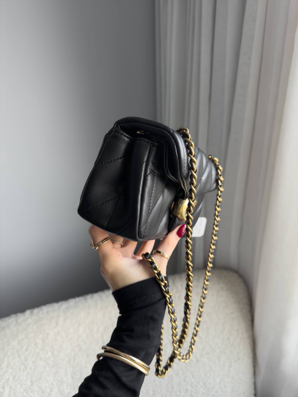 Coach Tabby Shoulder Bag 20 With Quilting Black/Gold - 10