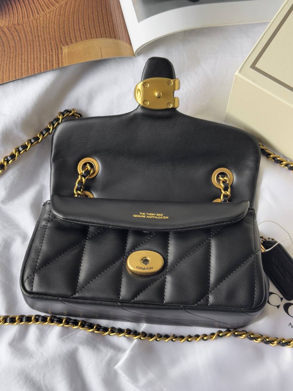 Coach Tabby Shoulder Bag 20 With Quilting Black/Gold - 13