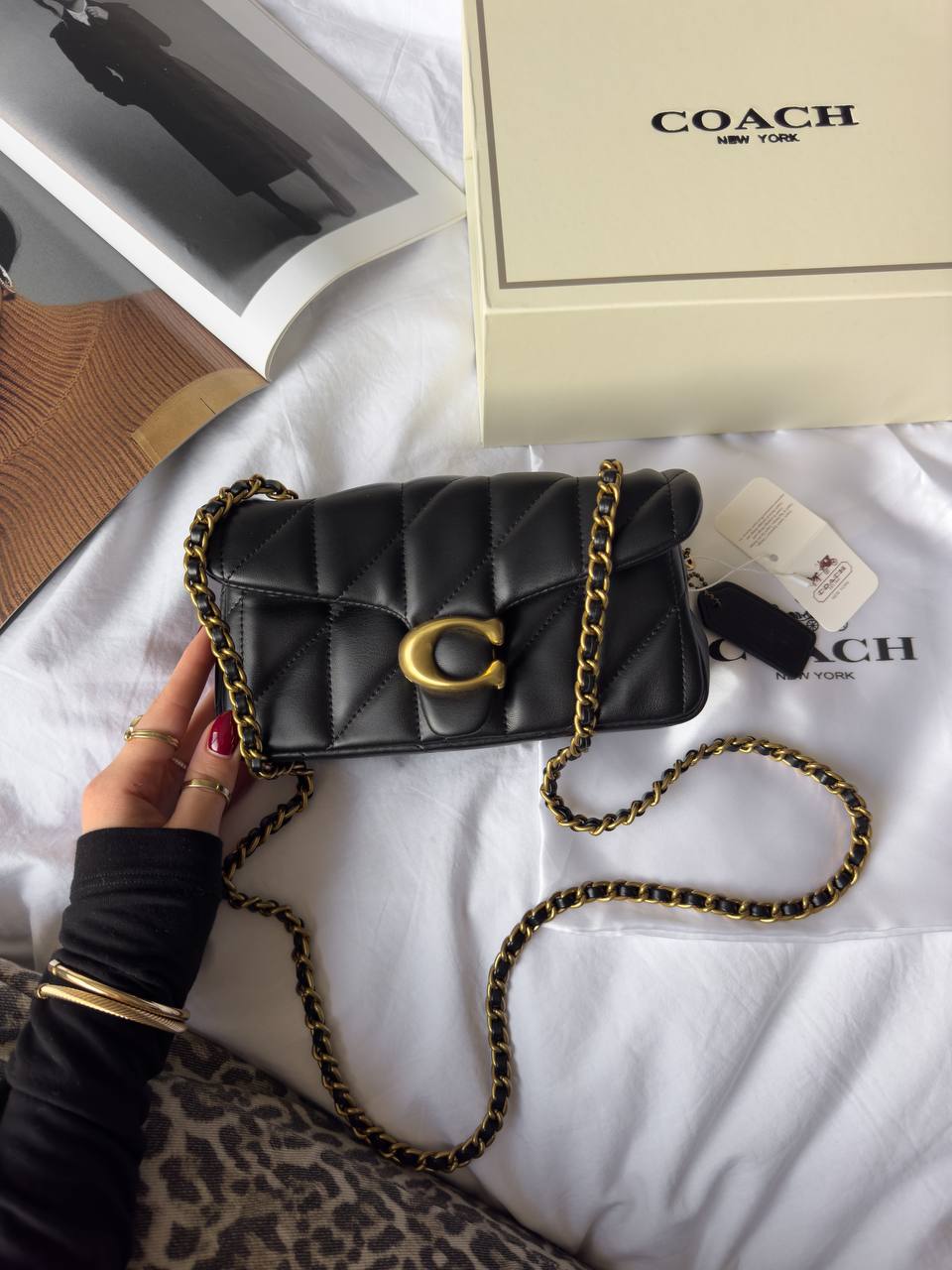 Coach Tabby Shoulder Bag 20 With Quilting Black/Gold - 4