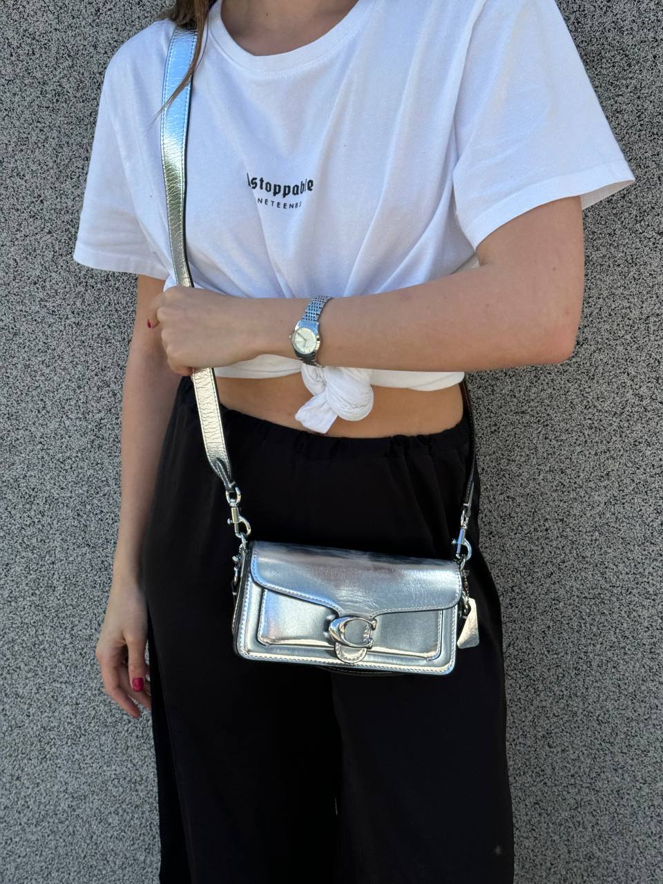 Coach Tabby Small Chain Bag in Metallic Leather - 4