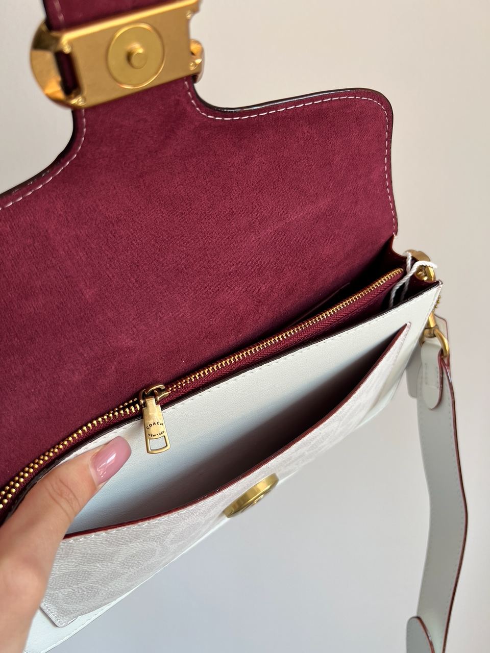 Coach Tabby White/Gold Shoulder Bag 26 In Signature Canvas - 7