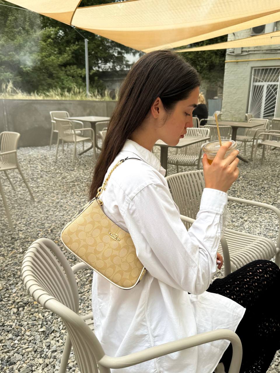 Coach Teri Caramel Shoulder Bag In Signature Canvas - 6