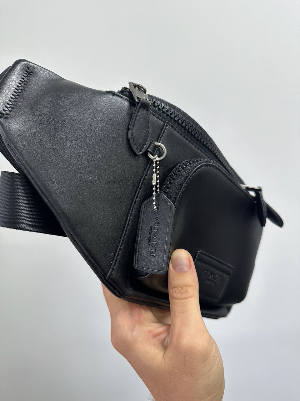 Coach Track Belt Bag Smooth Skin Black - 10