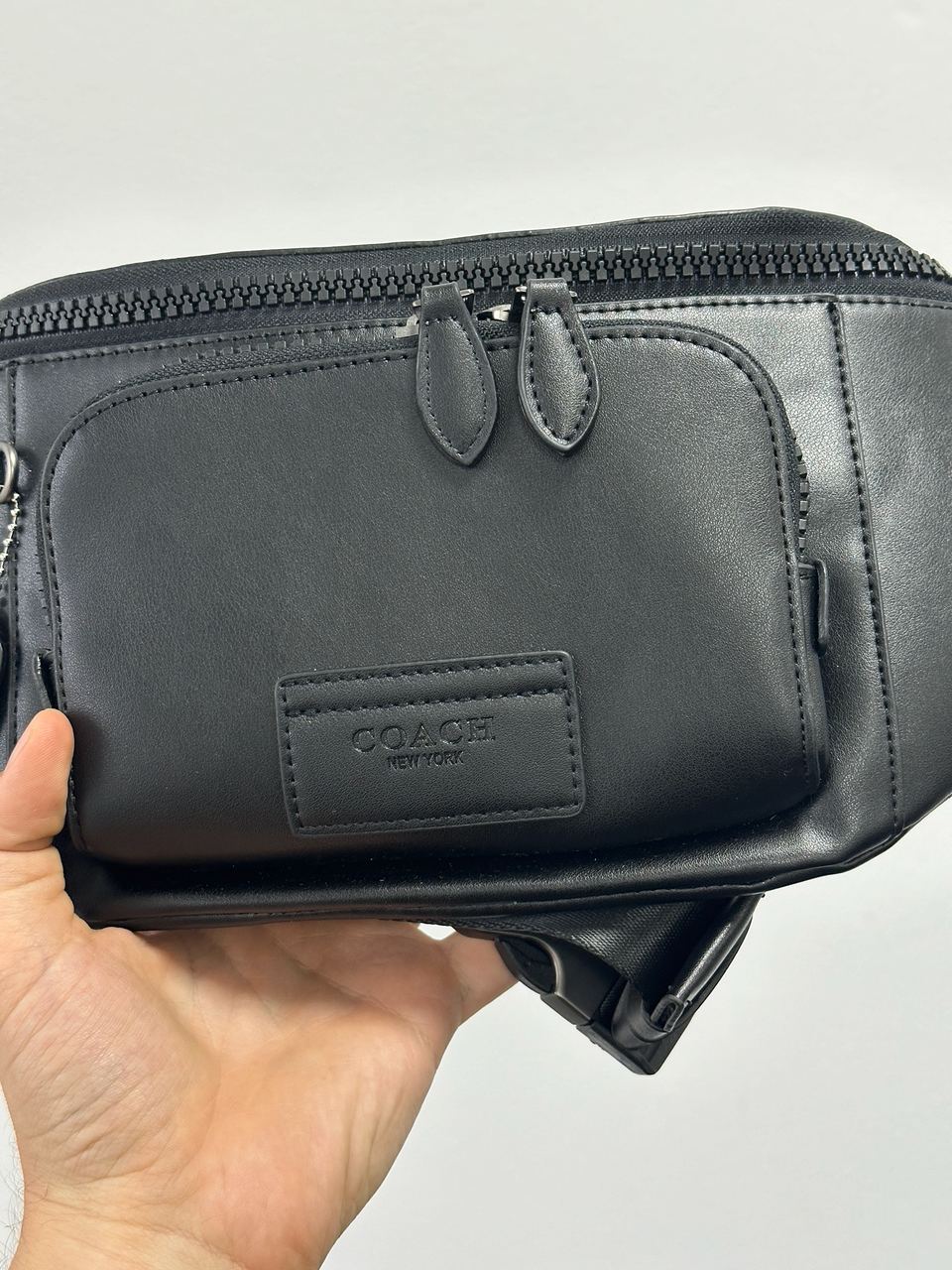 Coach Track Belt Bag Smooth Skin Black - 4