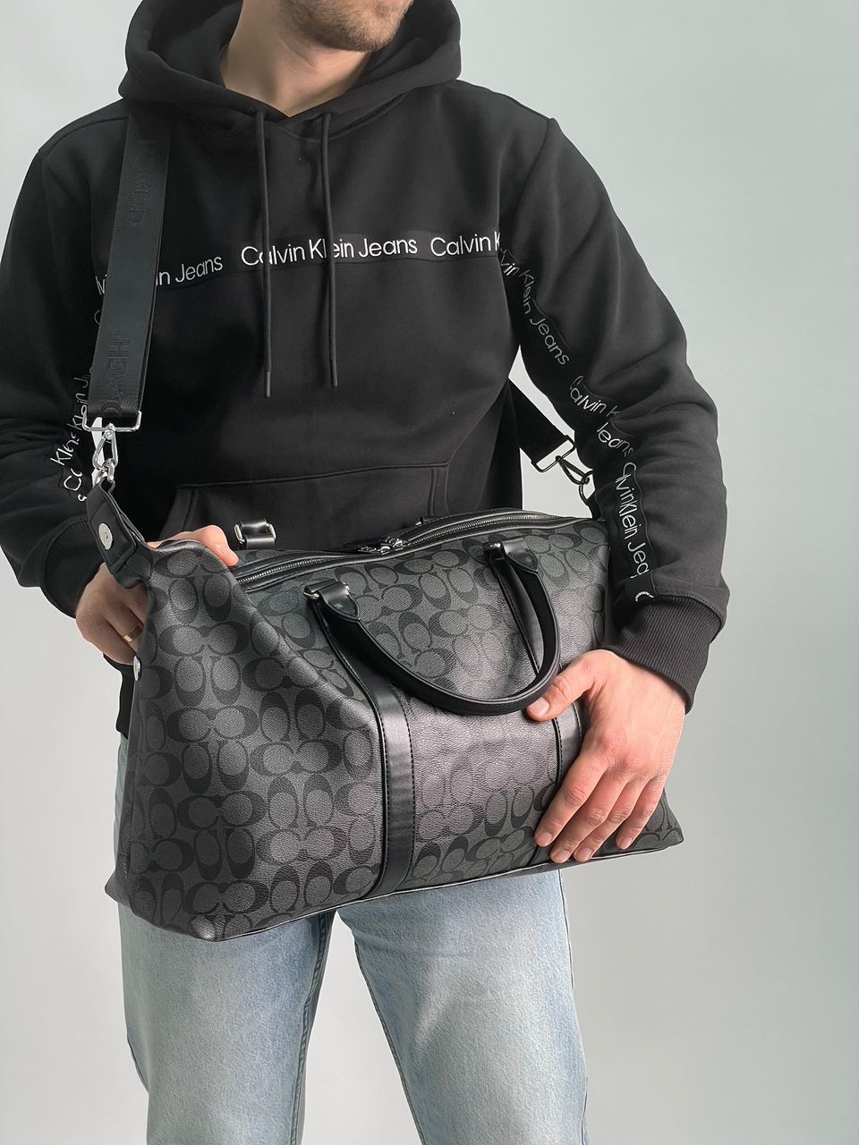 Coach Voyager Duffle Bag In Charcoal - 6